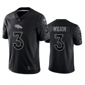 Maillot Homme Denver Broncos Russell Wilson 3 Noir Reflective Limited
